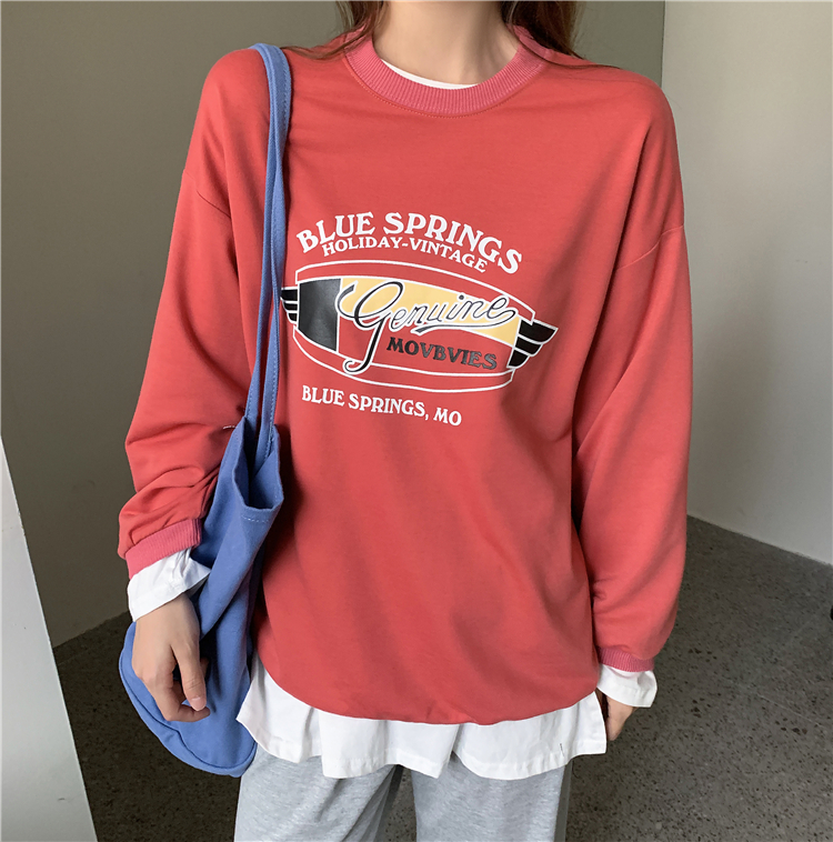 Real shot ~ printed letter sweater women's autumn 2020 Korean long sleeve round neck Pullover loose coat