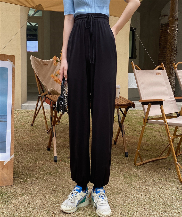 Real shot spring new lazy style high waist slim sports pants women's loose casual Leggings