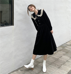 Real shot ~ New Retro velvet dress in autumn and winter 2020
