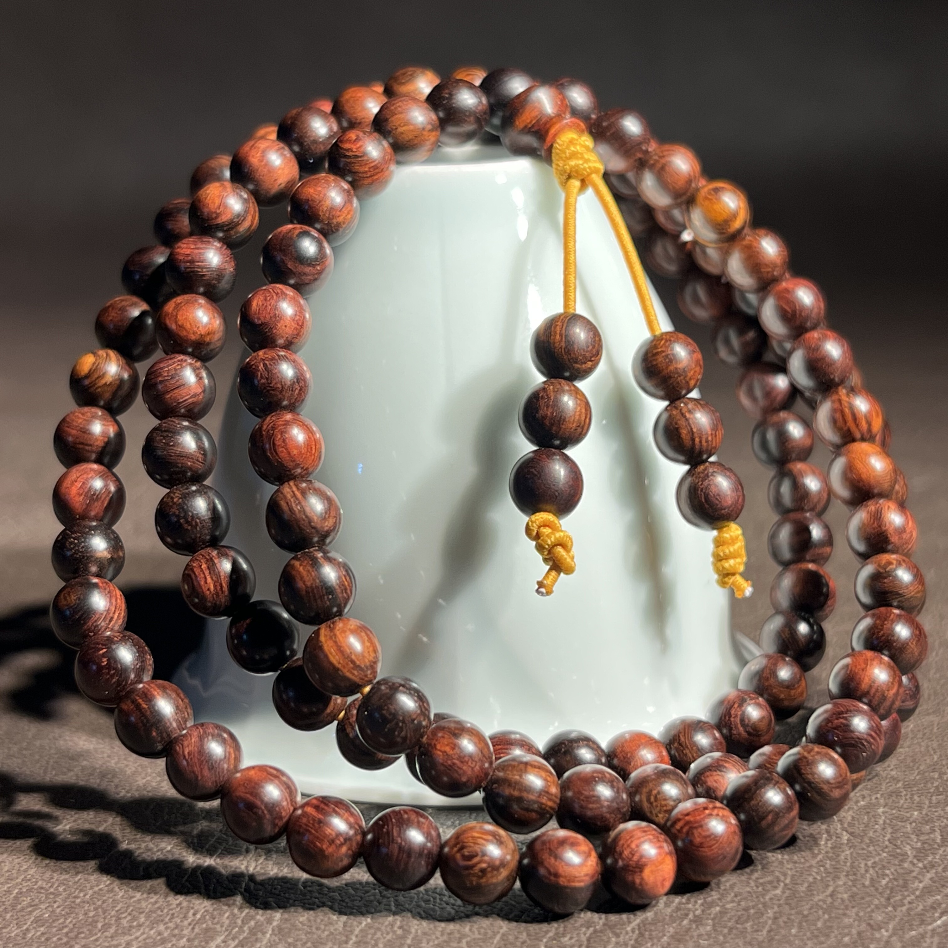 海南黄花梨紫油梨6mm108颗满纹佛珠手串海黄转运解压2025秋季新款