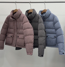 欧货格子短款羽绒服女冬季2025年新款潮设计感小众白鸭绒ins宽松