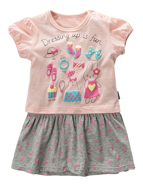 日本可爱淑女宝宝蝴蝶结无袖连衣裙+卡通纯棉短袖T恤