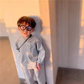 上衣春装 童童妈定制男童纯棉立领韩版 宽松衬衣宝宝潮简约气质衬衫