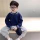 秋冬装 童童妈定制男女童韩版 宽松藏青色学院风毛衣套头圆领针织衫
