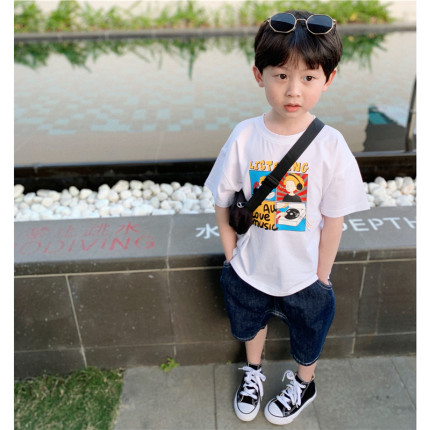 童童妈定制男女童韩版宽松唱歌男孩短袖儿童薄软T恤宝宝上衣夏装