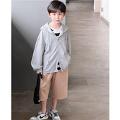 春秋装 童童妈定制男童韩版 宽松双开拉链H连帽双面棉外套休闲开衫