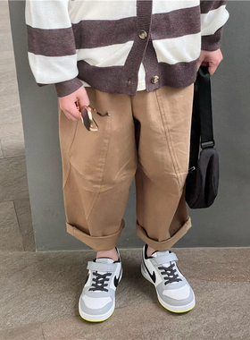 童妈定制男女童韩版宽松纯棉黑色褶皱水洗棉布萝卜裤长裤春秋装