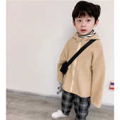 童童妈定制男童日系宽松澳粒绒连帽外套宝宝保暖摇粒绒上衣秋冬装