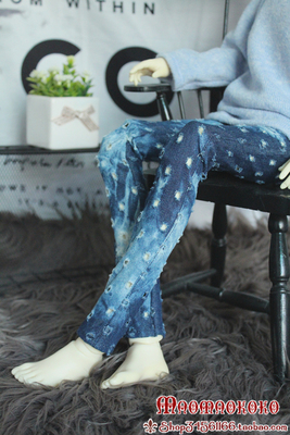 taobao agent [Cat の Nest] Uncle 34 points BJD men's daily wind versatile holes and dyeing gradient trousers