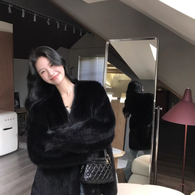 静茹高级质感中长款百搭经典皮草皮毛一体DXJSQ022568