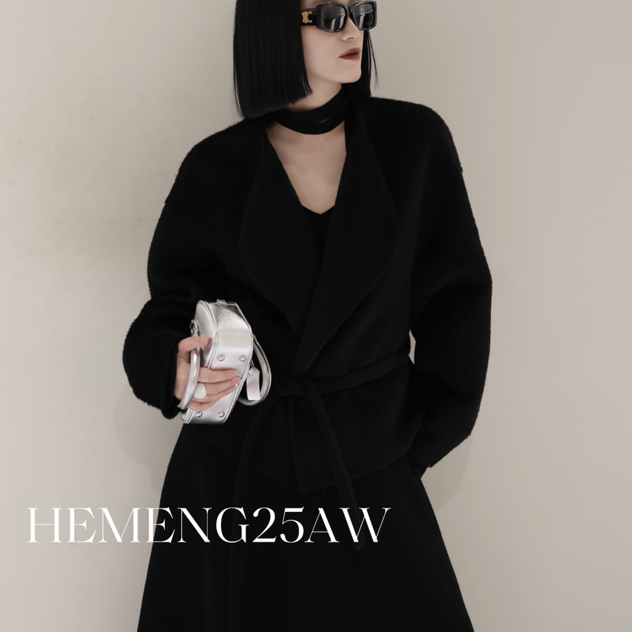 静茹冬上新轻奢质感宽松百搭短外套(配腰带)（含62羊驼毛）HM7