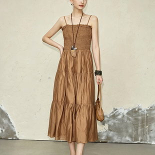 静茹26夏上新五一出行游玩高级感海边度假风吊带连衣裙(不