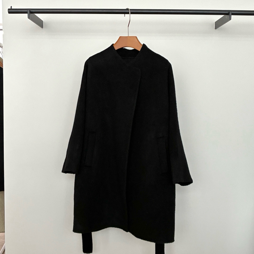 静茹上新经典宽松极简气质羊毛外套(配腰带)（含100澳毛）S2525