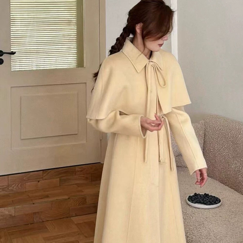 静茹小众设计款气质羊毛外套(配可拆披肩腰带)（含100羊毛）W3229,女装/女士精品,羽绒服,淘宝优惠券,粉丝福利购,淘宝优惠卷