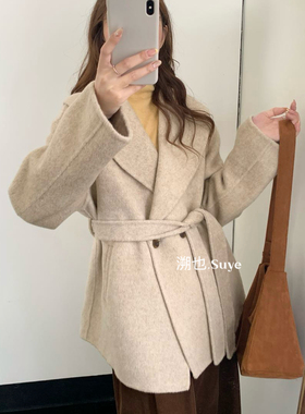 静茹设计羊毛外套羊毛外套(配腰带)(含100澳毛)(澳毛)HYW18745