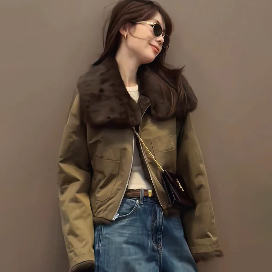 静茹新韩版两面穿宽松显瘦保暖棉衣外套女百搭休闲短外套10403