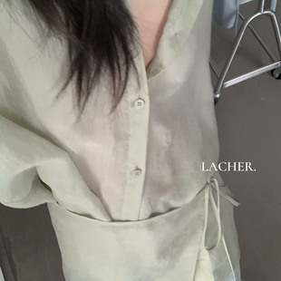 静茹26年春款 轻奢微透衬衫 配屁帘 371d094 法式