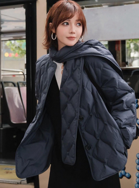 静茹A字遮肉显瘦保暖羽绒服(配不可拆卸围巾)(含80灰鸭绒)14926