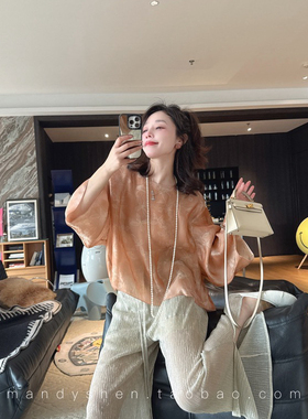 26年夏上新极简大牌老钱新中式xian货真丝欧根缎提花小衫（含45真