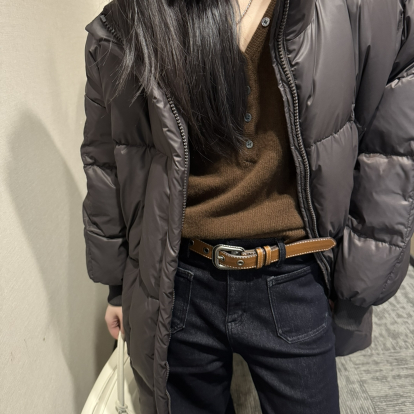 静茹设计冬上新简约廓形立领宽松绗缝保暖羽绒服外套M1362