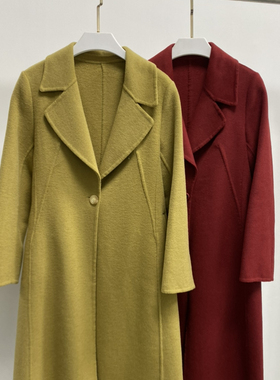 静茹西装领设计中长款羊毛外套（含70羊毛）GH8101