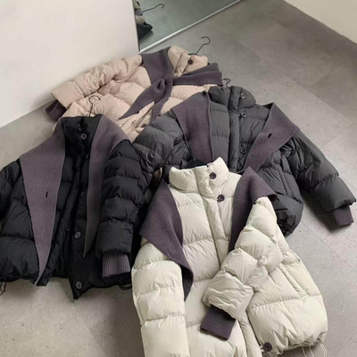 静茹计感韩版减龄显瘦宽松百搭保暖羽绒服外套(配披肩)hh8829