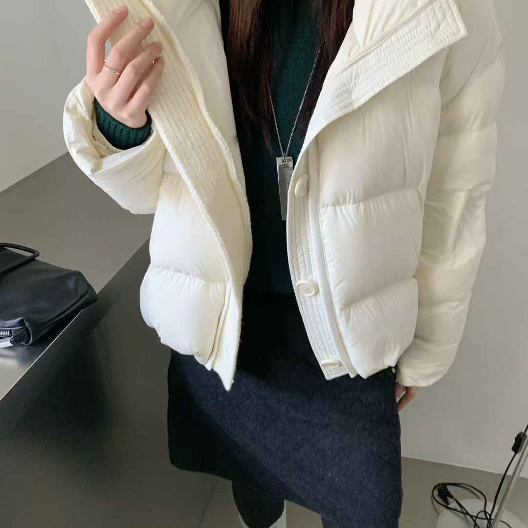 静茹新韩版高端针织拼接立领小个子加厚保暖羽绒服外套D2328-11