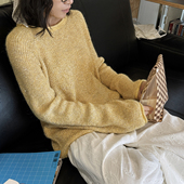含3羊毛 静茹家韩版 时髦慵懒风圆领珠片细闪羊毛保暖毛衣 Z4458