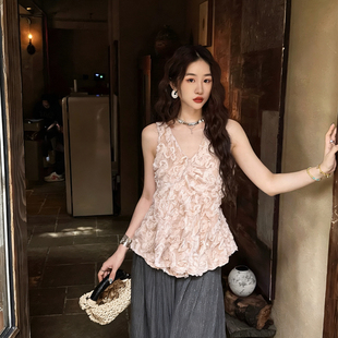 吊带小衫 静茹脖背心夏季 新款 V领收腰修身 HZJZJ0145588 大货速发