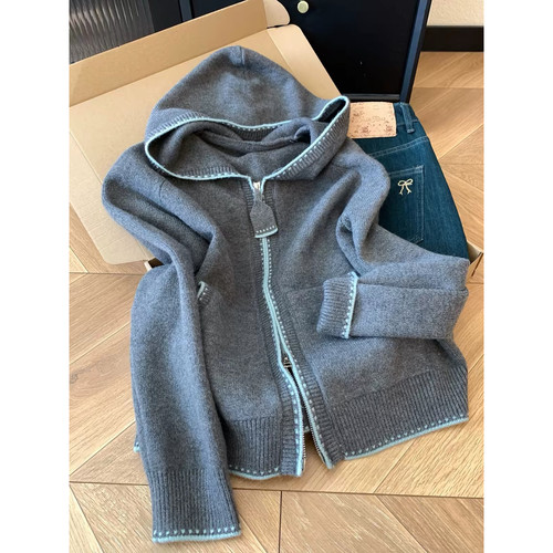 一善服饰重工双拉链爆款推荐韩系重工百搭设计保暖毛衣76rt