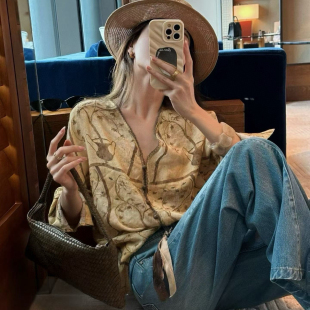 t919 高级感V领小衫 静茹原创26年春款 极简大牌老钱新中式