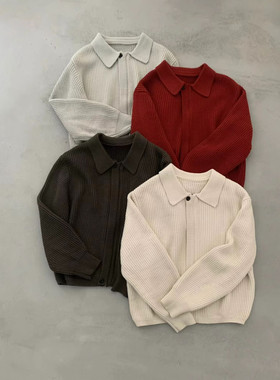 一善服饰26年冬上新韩国软糯厚实简约翻领宽松纯色休闲保暖毛衣71