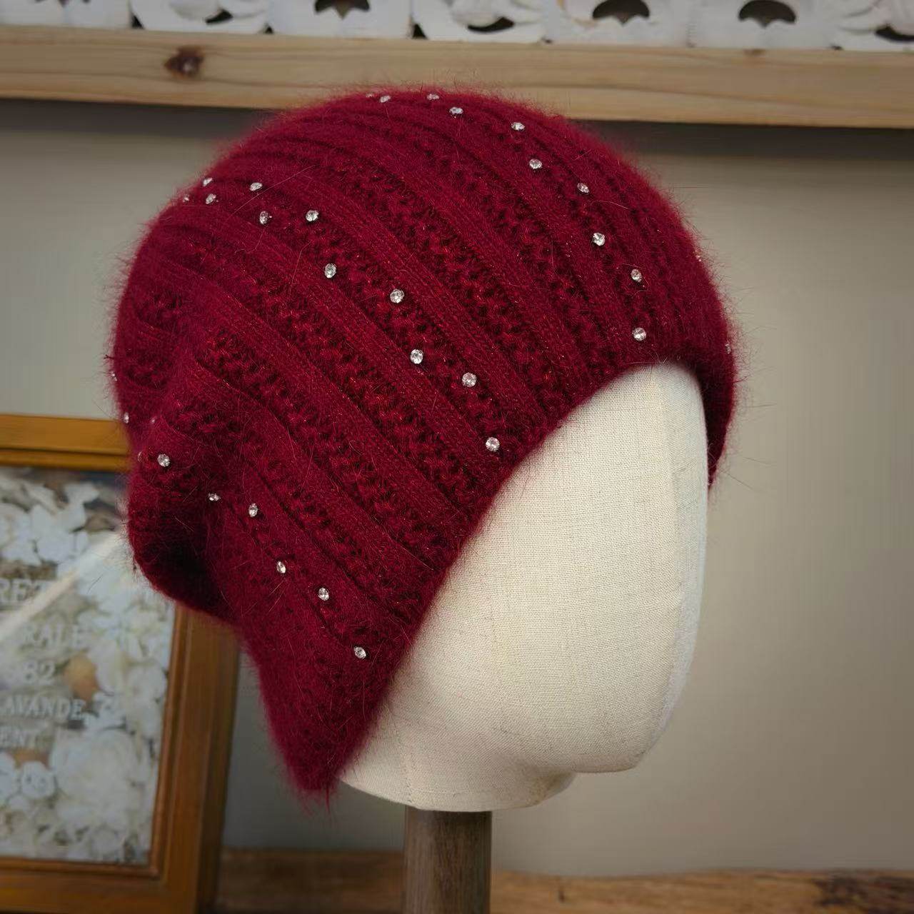 零点兰花秋冬韩版双层加厚水钻兔毛针织帽简约百搭包头帽毛线帽子,服饰配件/皮带/帽子/围巾,帽子,淘宝优惠券,粉丝福利购,淘宝优惠卷