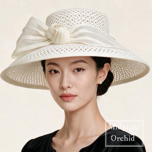 零点兰花春夏法式宽檐蝴蝶结镂空赫本帽女度假透气显脸小遮阳帽子
