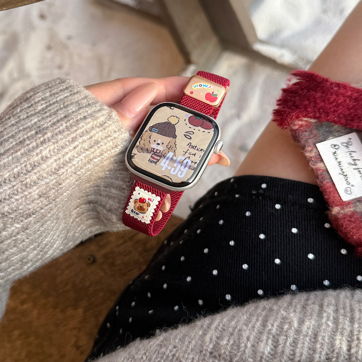 适用苹果手表iwatch11表带applewatch10/9细款一体尼龙编织磁吸扣