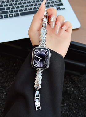 适用华为手表带fit4pro GT5麦穗闪钻gt4金属手环8/9/10腕带高级感