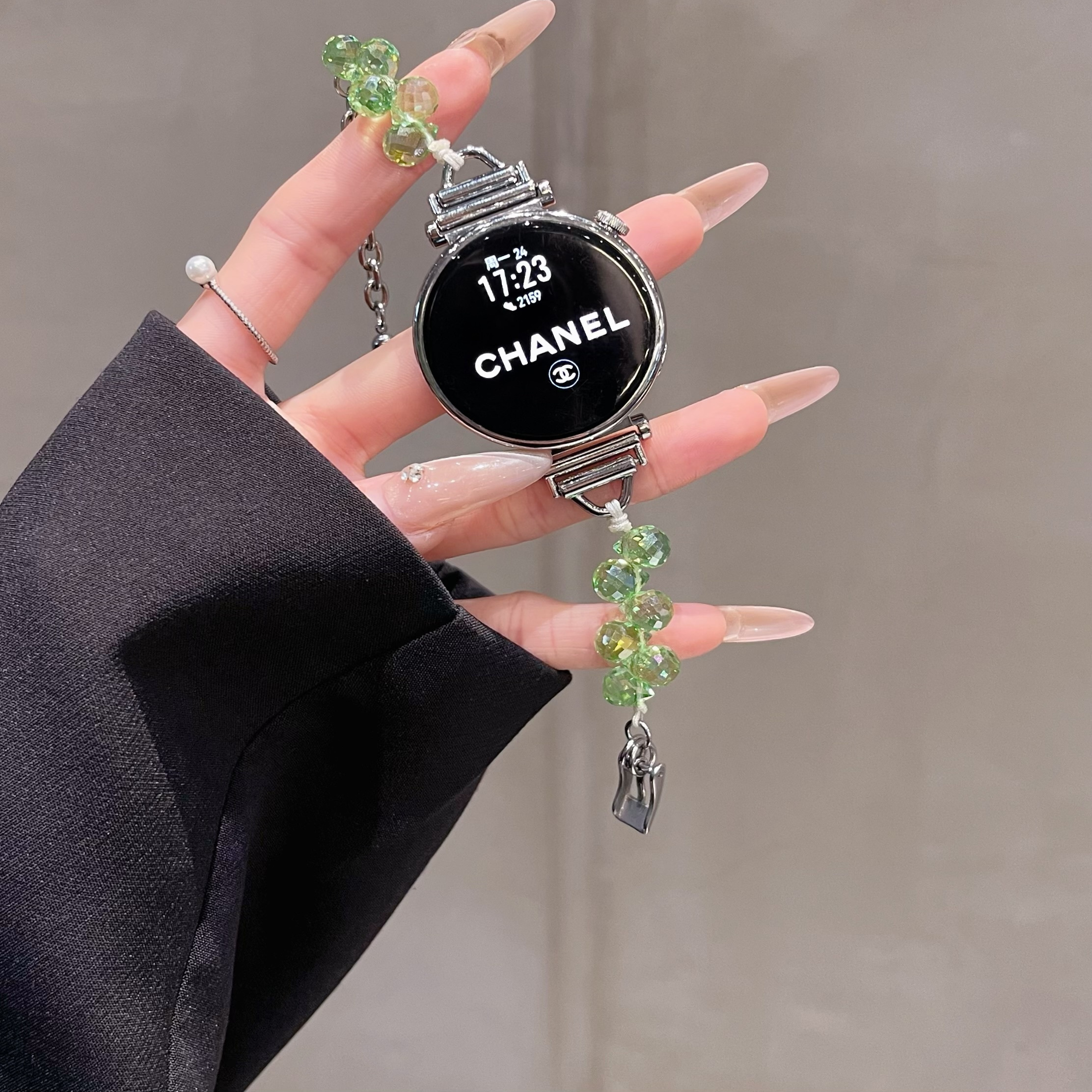新款指甲扣晶珠手表带