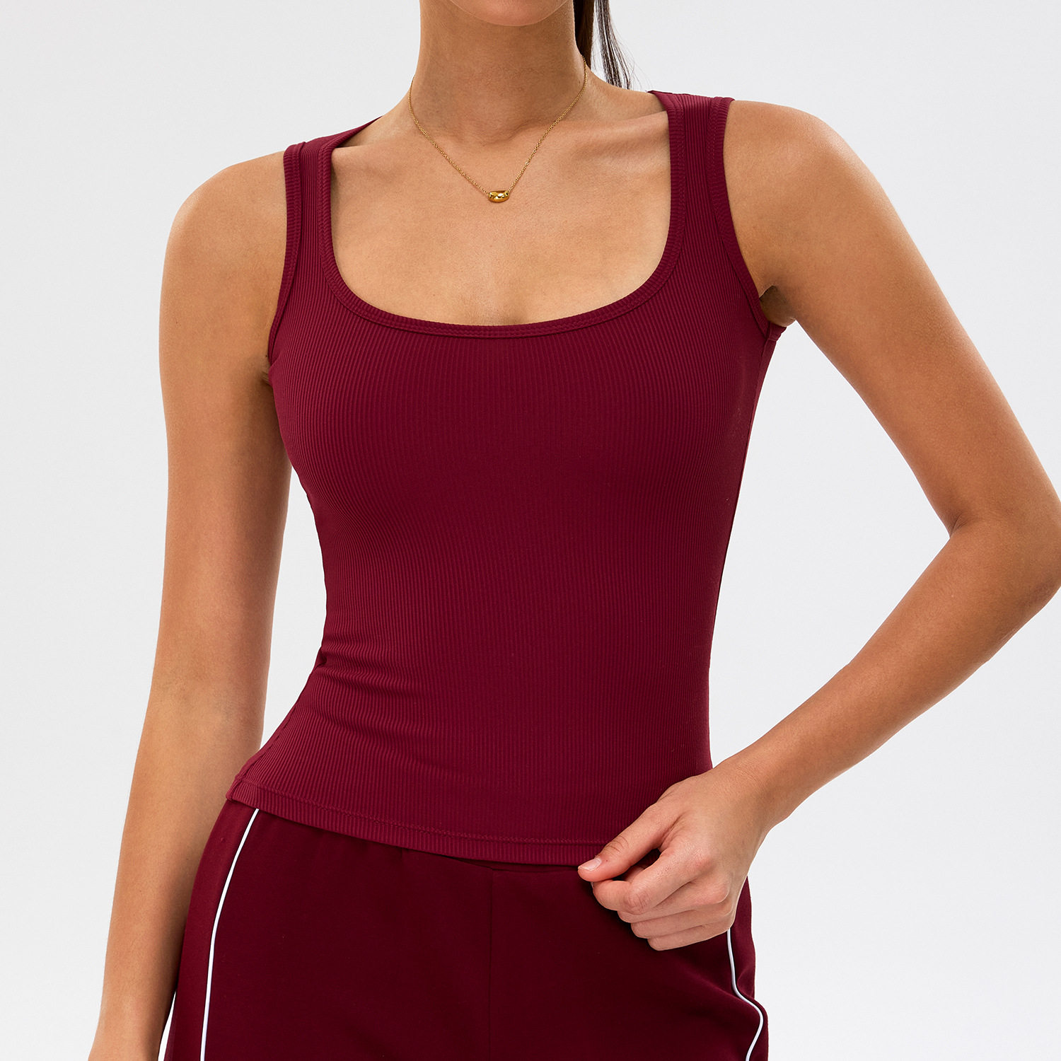 欧美紧身瑜伽背心女螺纹速干透气运动内衣外穿户外跑步健身服上衣