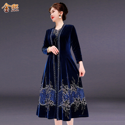 中年女装外套连衣裙两件套中长款