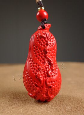 天然原矿帝王砂白菜吊坠红朱砂百财挂件男女款紫金砂项链