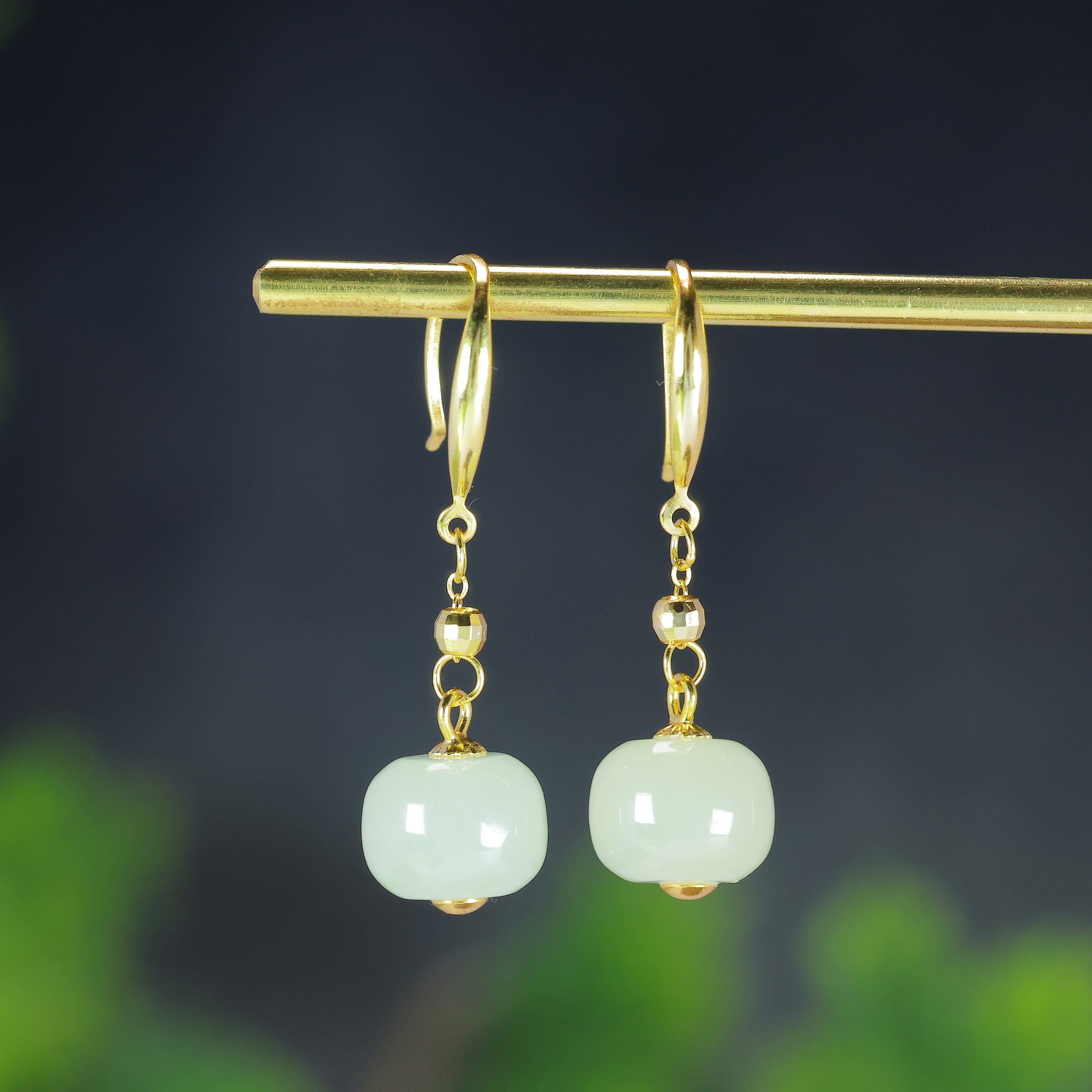 天然和田玉青白玉925银老型珠轻奢气质素银玉石耳环耳饰耳坠,珠宝/钻石/翡翠,耳饰,淘宝优惠券,粉丝福利购,淘宝优惠卷