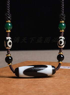 西藏真品虎牙横天珠锁骨链毛衣链