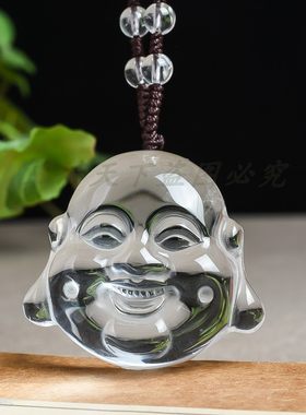 天然水晶佛头吊坠弥勒佛毛衣链