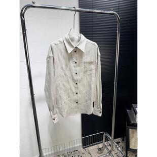 复古通勤风条纹宽松休闲百搭长袖 衬衣