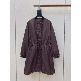 减龄时髦宽松版 外套 型抽绳收腰单排扣长款