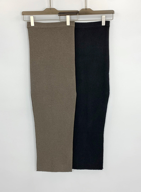 Ro暗黑风23FW修身显瘦通勤气质弹力性感侧开叉包臀裙半身裙子长裙