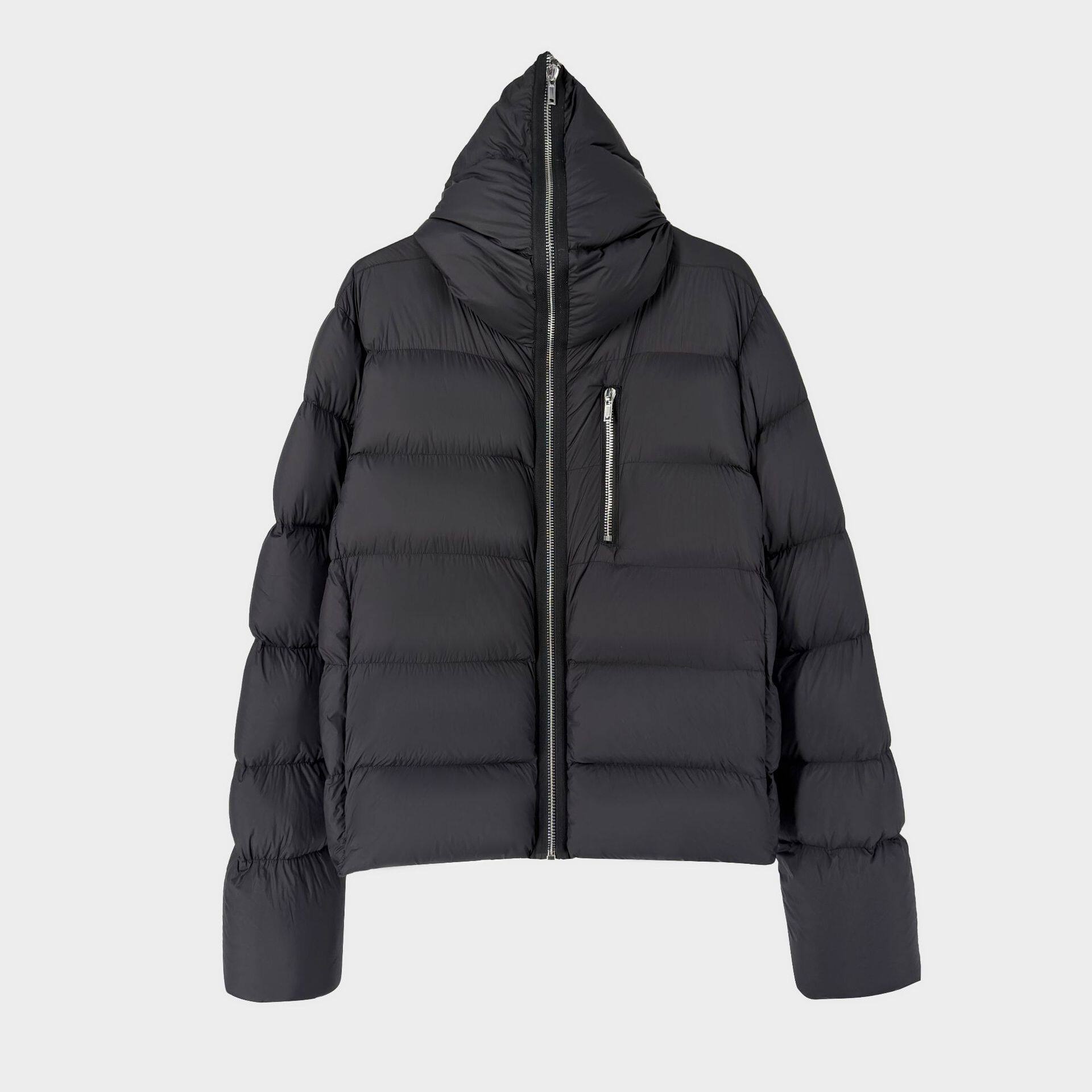 加厚鹅绒服男冬季新款拉链连帽保暖羽绒外套设计感暗黑风羽绒夹克