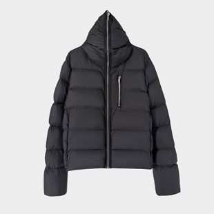 加厚鹅绒服男冬季 拉链连帽保暖羽绒外套设计感暗黑风羽绒夹克 新款