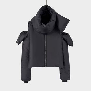 小众保暖棉服上衣 新款 先锋解构可拆卸围巾领短款 棉服女2025冬季