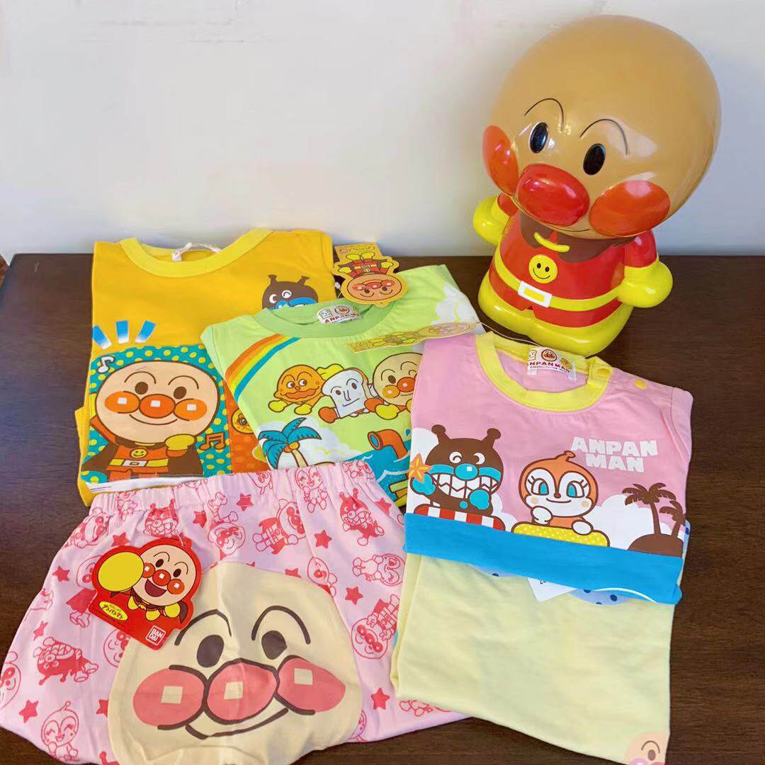 100码现货日本原装采购断码儿童短袖t恤男女宝宝面包超人卡通上衣